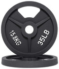 Fitvids Olympic Cast Iron 2-Inch Weight Plate for Strength Training & Weightlifting, 35LB Pair