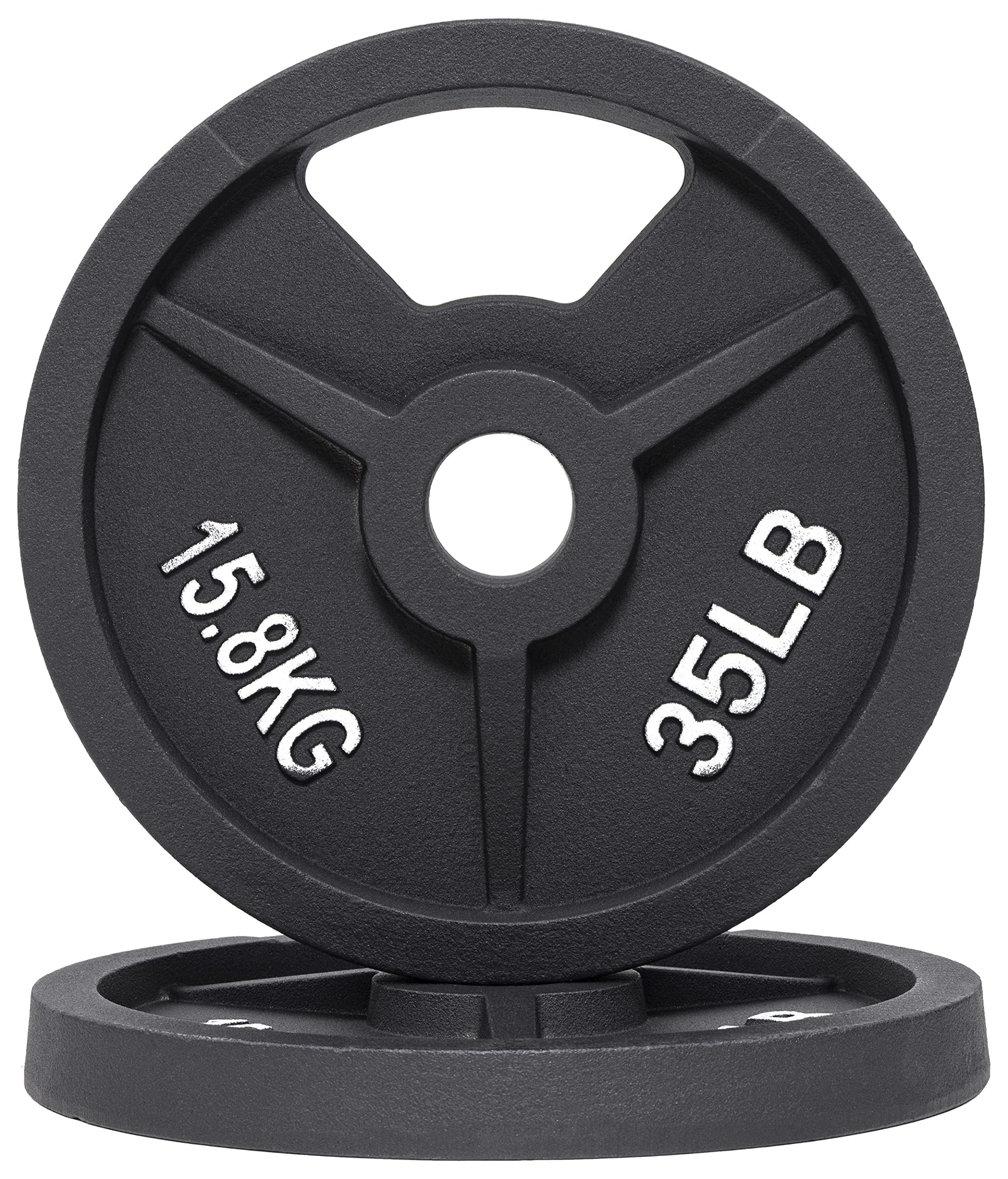 Fitvids Olympic Cast Iron 2-Inch Weight Plate for Strength Training & Weightlifting, 35LB Pair