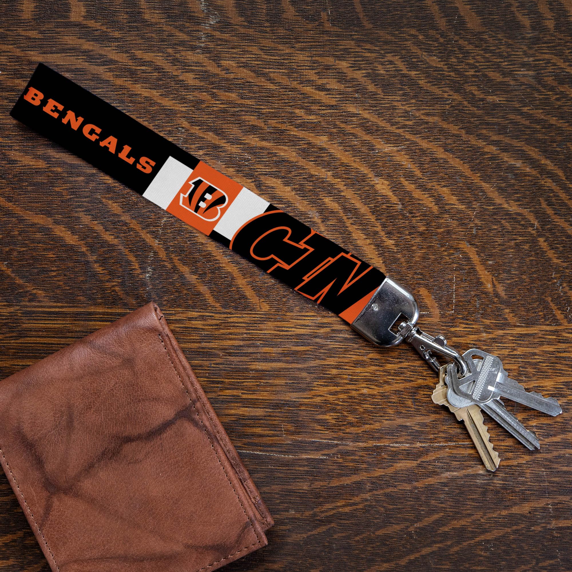 Rico Industries Nfl Football Cincinnati Bengals Standard Wrist Lanyard Key Chain, Cute Wristlet Strap Keychain Holder For Women