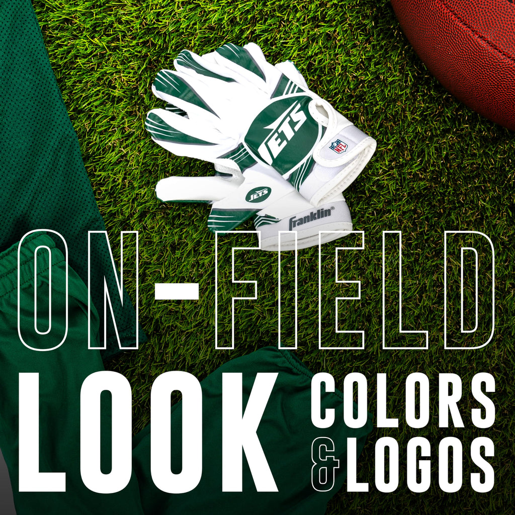 Franklin Sports New York Jets Youth Nfl Football Receiver Gloves - Official Nfl Team Logos - Kids Football Gear + Accessories -