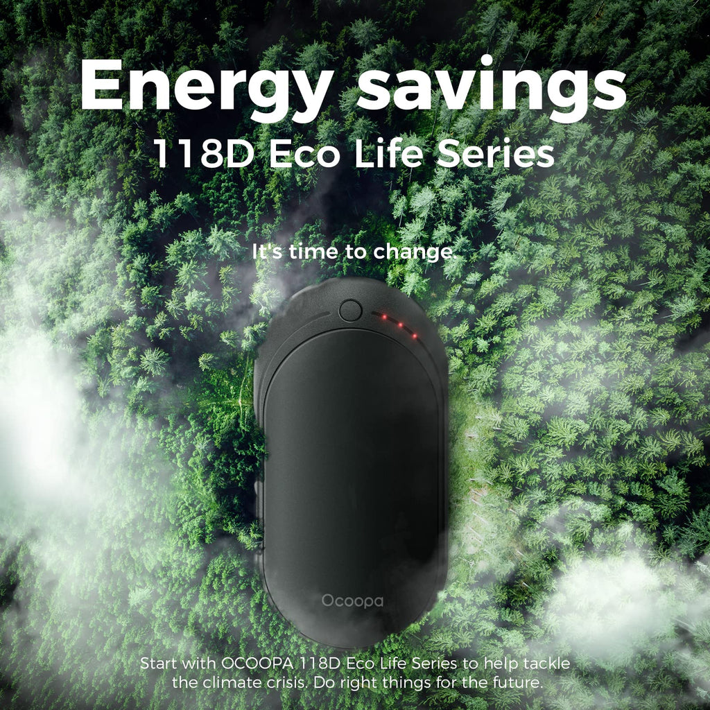 Ocoopa Hand Warmer Rechargeable, Single/Double Side Heating, 5 Levels Up To 10Hrs Heat, 5200Mah Electric Portable Pocket Heater,