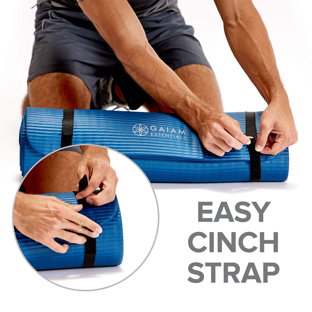 Gaiam Essentials Thick Yoga Mat Fitness & Exercise Mat With Easy-Cinch Carrier Strap, Orange, 72''''L X 24''''W X 2/5 Inch Thick