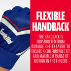 Franklin Sports Youth Football Receiver Gloves - Shoktak Kids High Grip Football Receiver Gloves - Royal - Youth Large