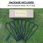 Trampoline Stakes High Wind 12 Inch, Heavy Duty Trampoline Anchors 8Pcs With T-Hook, U Shape Galvanized Steel Wind Stakes For Tr