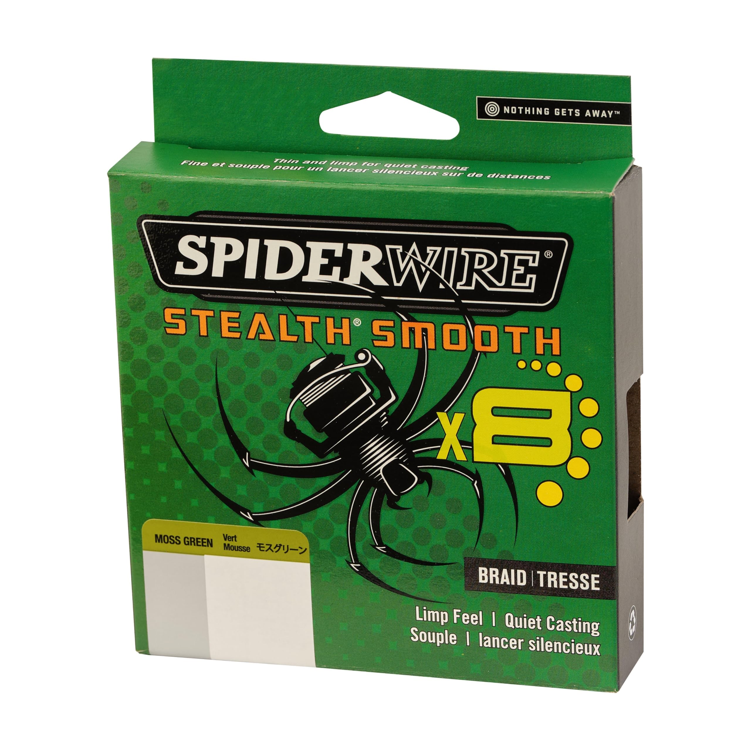 Spiderwire Stealth Smooth Superline, Moss Green, 65Lb | 29.4Kg, 270Yd | 246M Braided Fishing Line, Suitable For Freshwater Envir