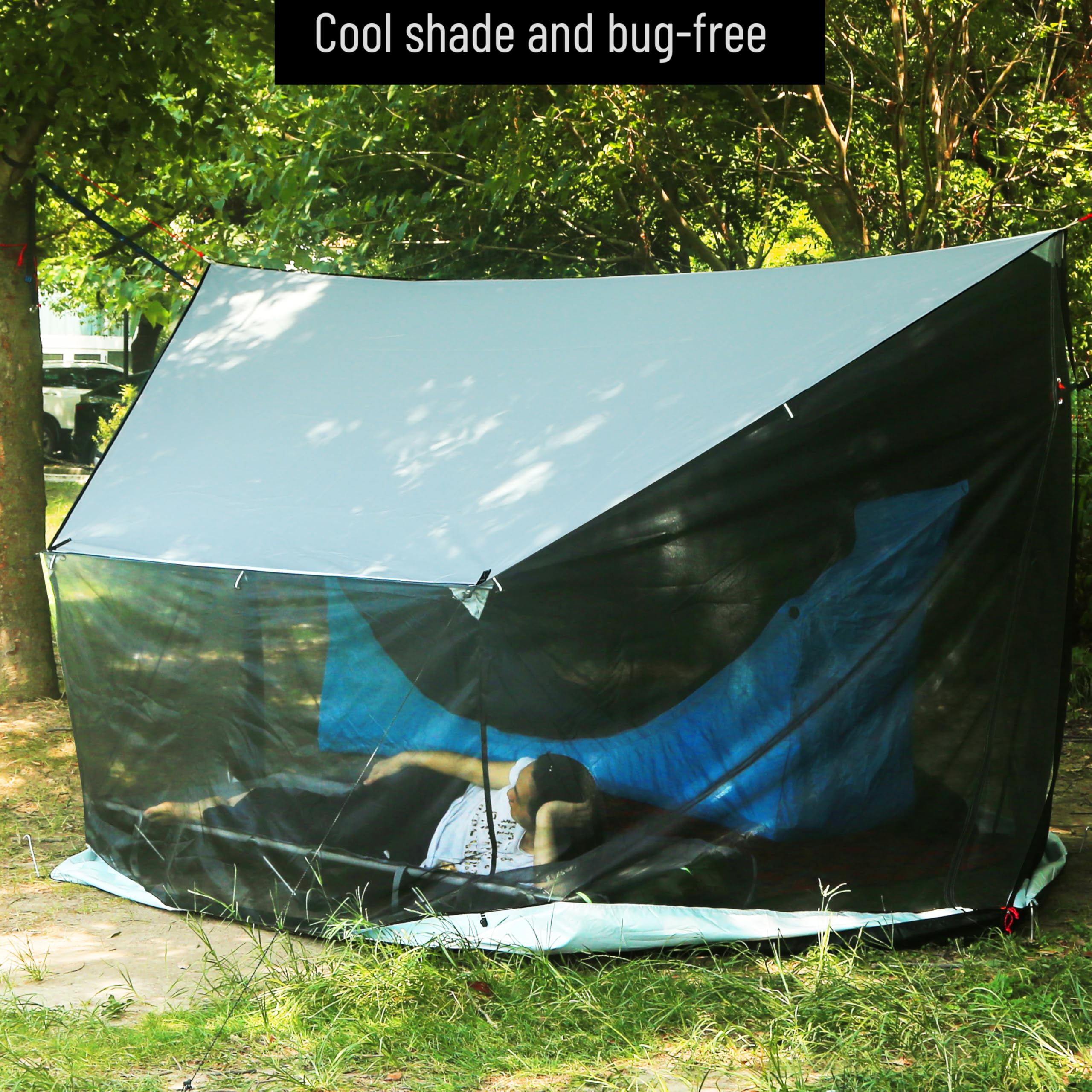 Lightweight No Bug Screen House For Hammock, Canoe Picnics Backyards Backpacking Camping Beach In Summer (Dark Shade)