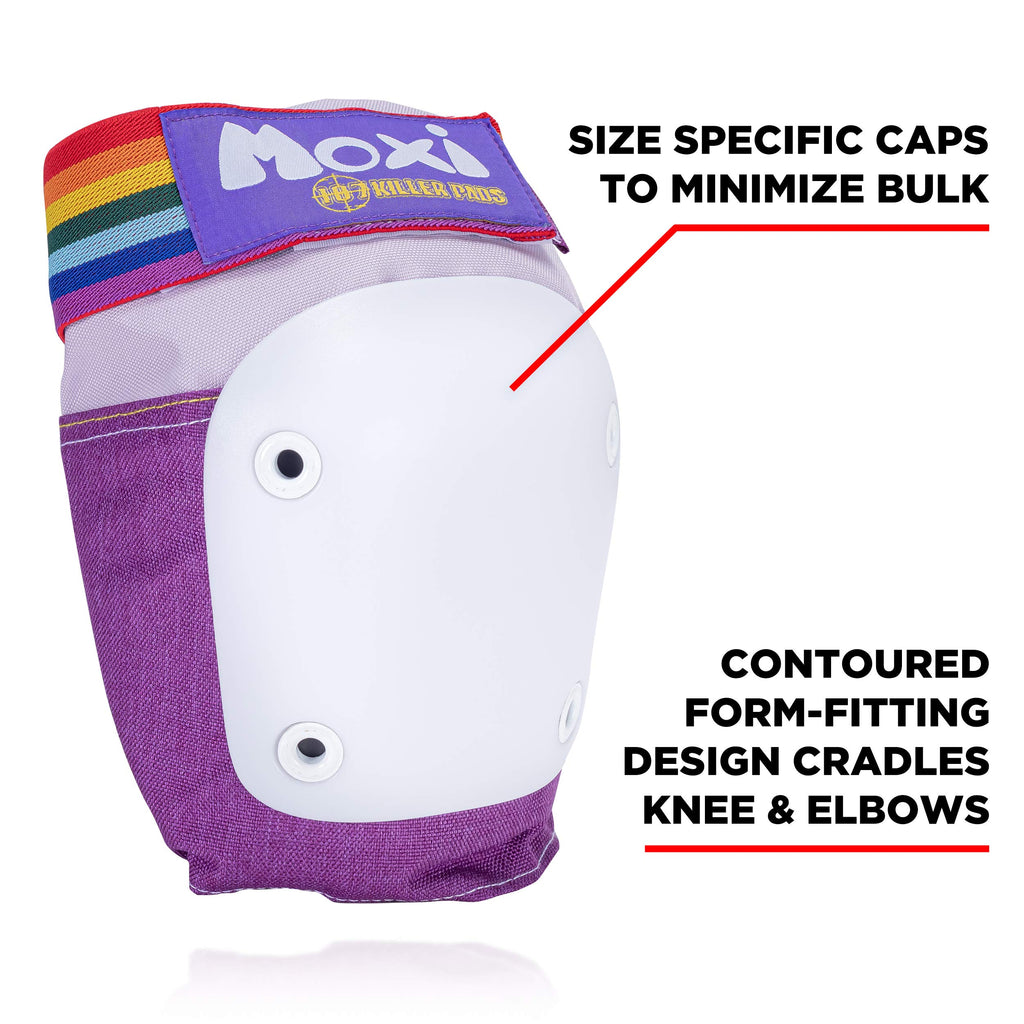 187 Killer Pads Moxi Skate Knee Pads, Elbow Pads, And Wrist Guards, Six Piece Pad Set, Lavender, Large/X-Large