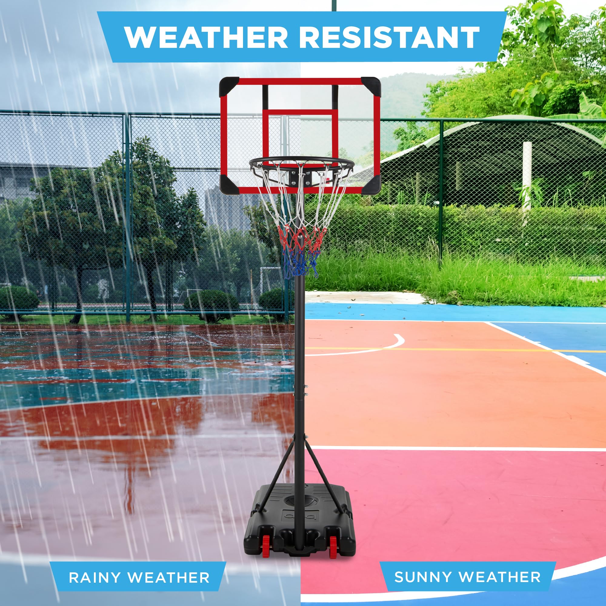 Best Choice Products Kids Height-Adjustable Basketball Hoop System, Portable Game W/Wheels, Fillable Base, 70.5In To 82.3In Heig