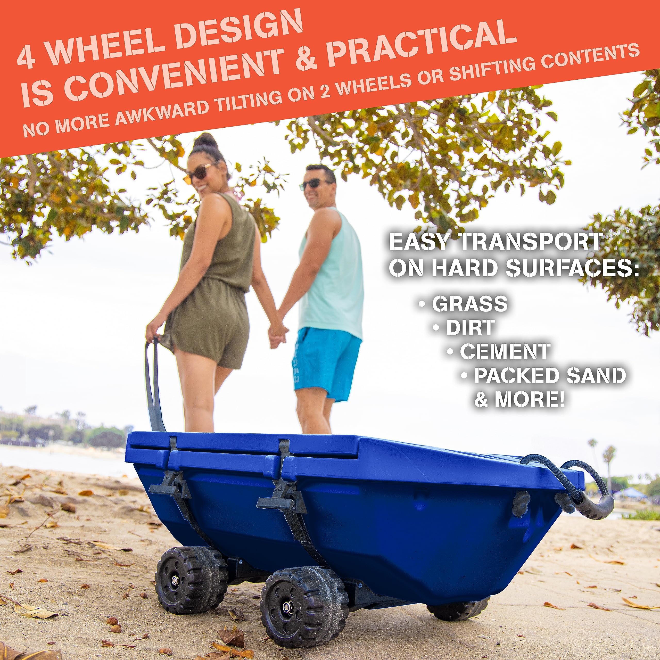 Cuddy Crawler Cooler with Wheels - 40 QT Amphibious Floating Cooler and Dry Storage Vessel - Navy