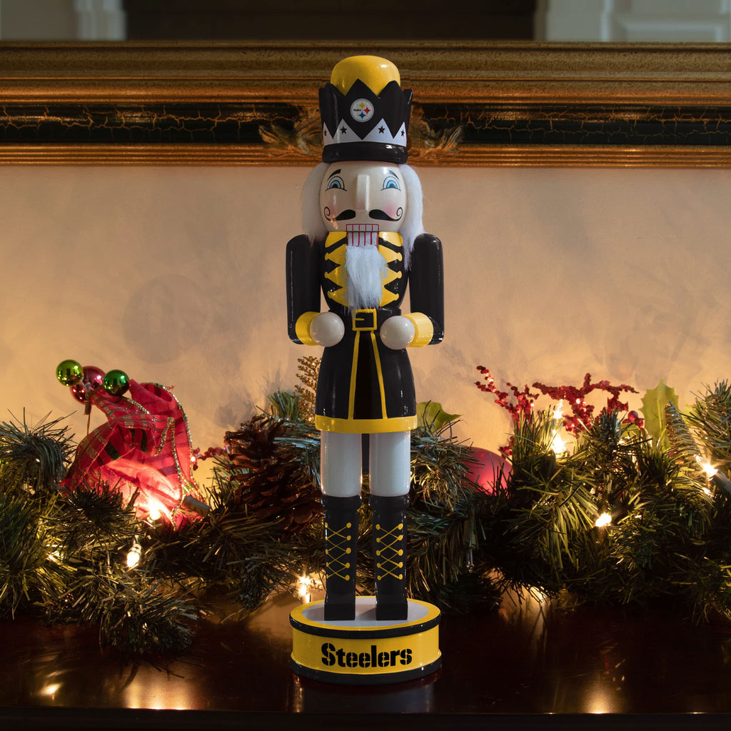 FOCO NFL Pittsburgh Steelers Team Logo 14 Holiday Nutcracker, Version 2, One Size