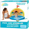 SunSmart Splash 'N Play Sandcastle - Inflatable Kiddie Pool and Sprinkler with Removable, Rotating Canopy
