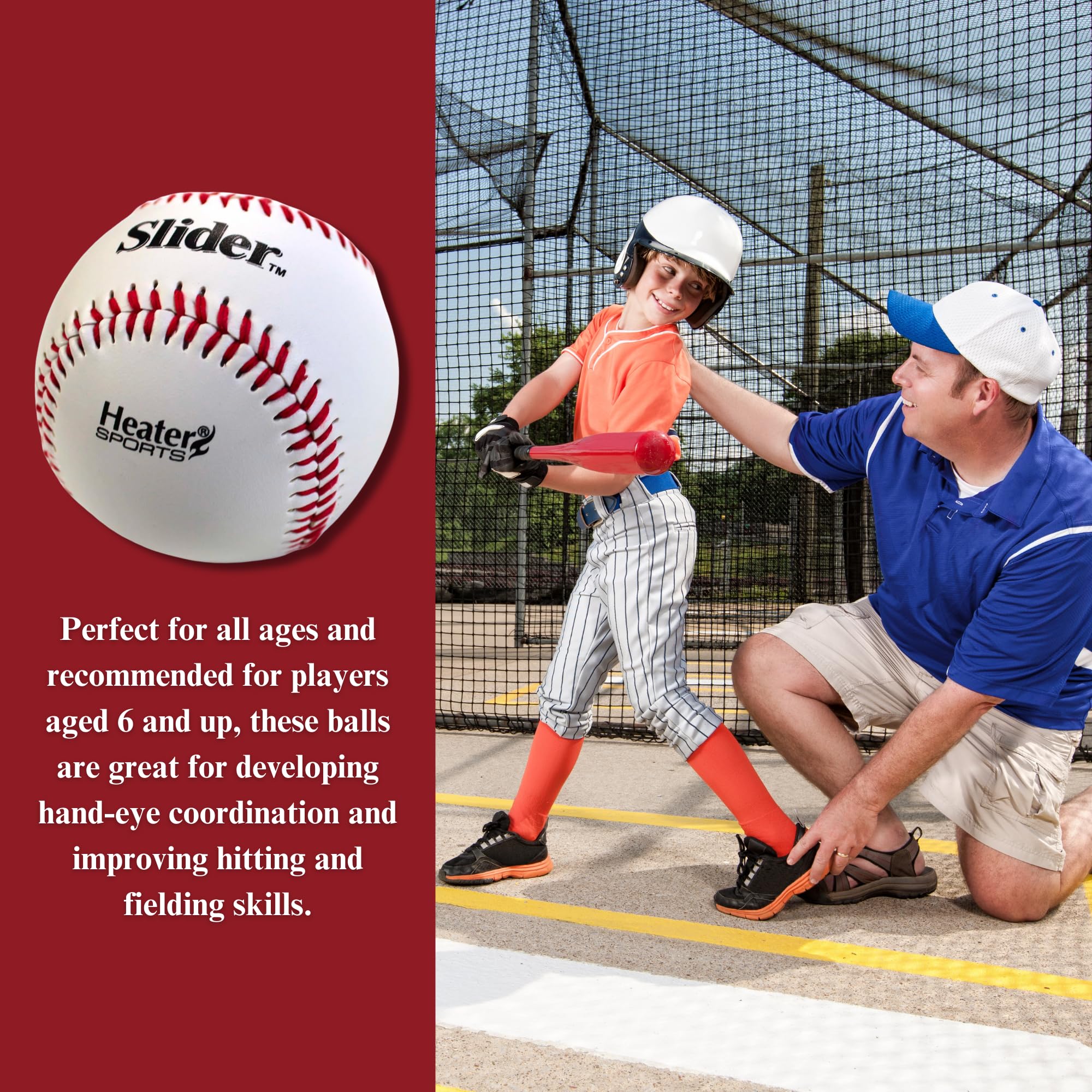 Heater Sports Slider Lite Genuine Leather Pitching Machine Baseballs - 1 Dozen, Accurate, & Long-Lasting | Perfect For Batting &