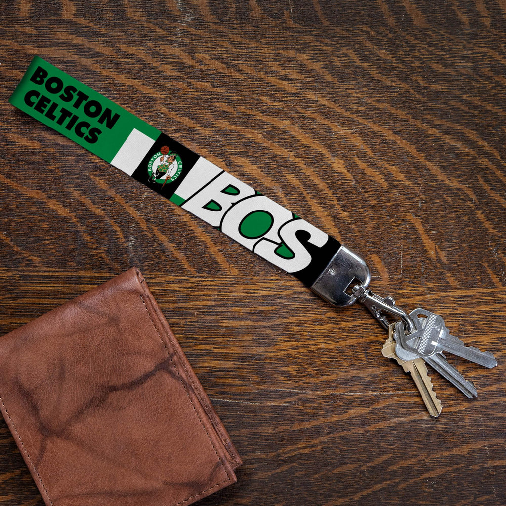 Rico Industries Nba Basketball Boston Celtics Wrist Lanyard Key Chain, Cute Wristlet Strap Keychain Holder For Women Men Car Key