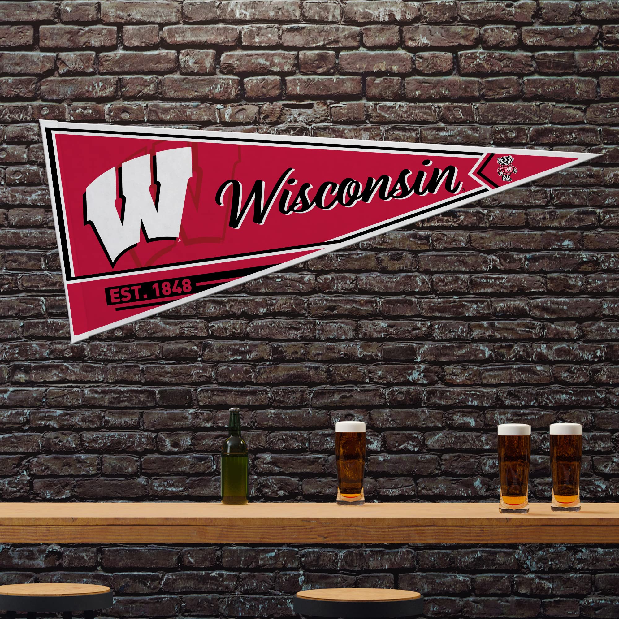 Rico Industries Ncaa Wisconsin Badgers Classic 12'' X 30'' Felt Wall D  Cor Pennant - Great For Home/Bed Room/Man Cave D  Cor