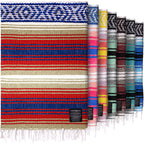 Hydration Nation Authentic Large Handwoven Mexican Striped Throw Blanket - Soft, Durable, Eco-Friendly - 70x50 - Sunrise
