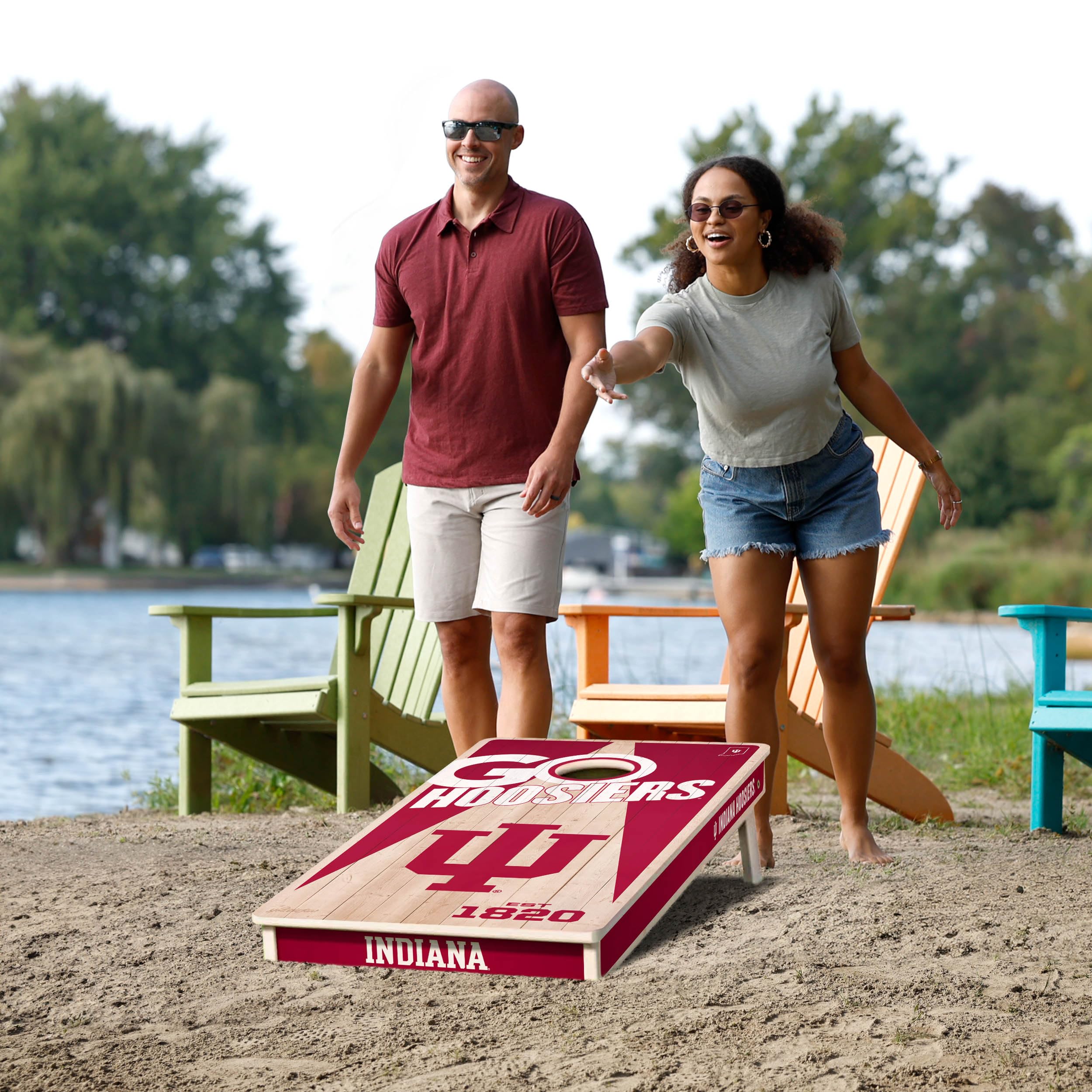 YouTheFan NCAA Indiana Hoosiers 2 x 4 Professional Wood Cornhole Game with Logo Bags