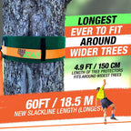 Complete Slackline Kit With Training Line - 60Ft Longer Line Wider Tree Protectors, Slack Lines For Backyard For Kids Adults, Ti