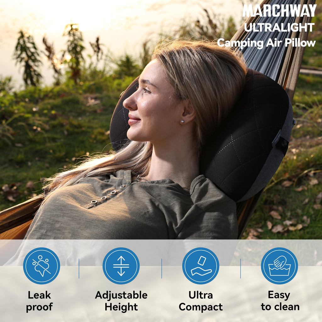 Marchway Ultralight Inflatable Camping Pillow With Soft Washable Cover, Compact Compressible Portable Travel Air Pillow For Outd