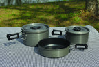 Texsport Black Ice The Scouter 5 Pc Hard Anodized Camping Cookware Outdoor Cook Set With Storage Bag , Small