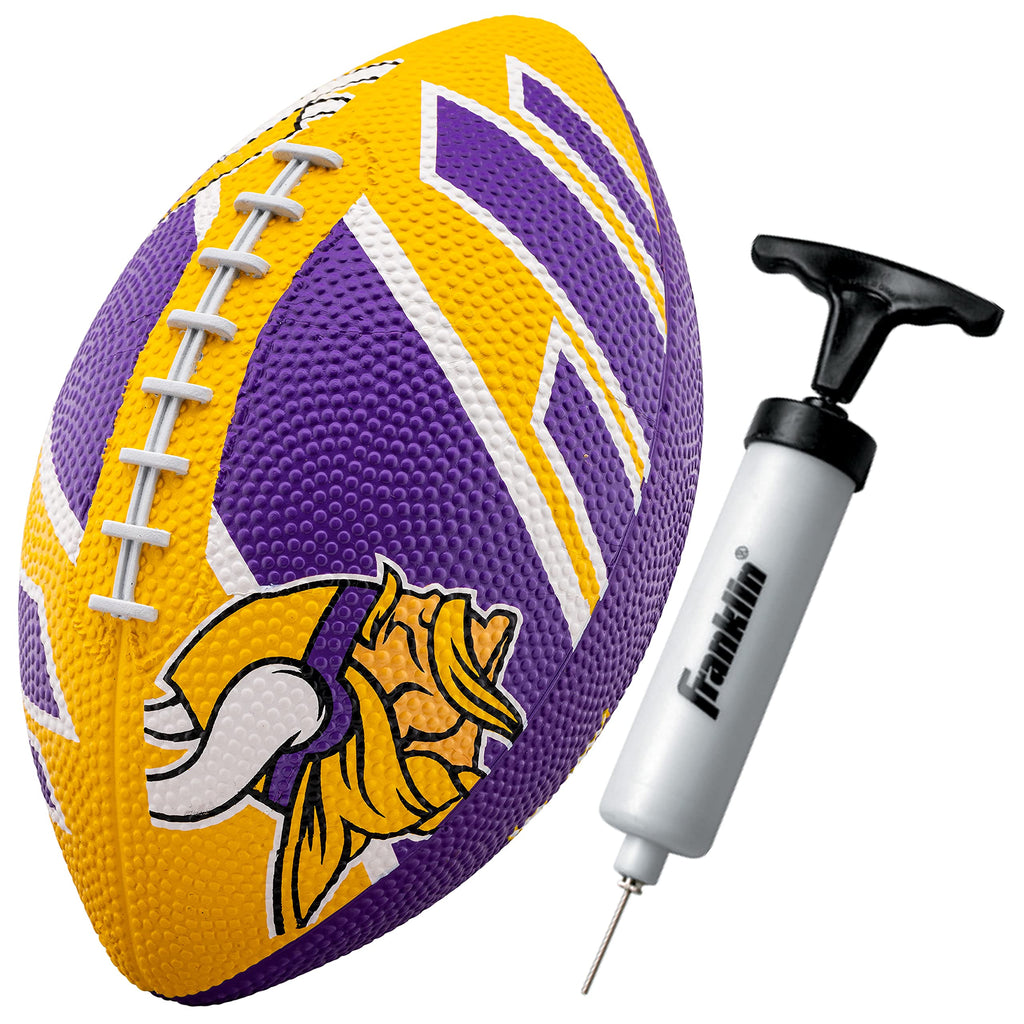 Franklin Sports Nfl Minnesota Vikings Football - Youth Football - Mini 8.5'' Rubber Ball - Perfect For Kids - Team Logos And Col