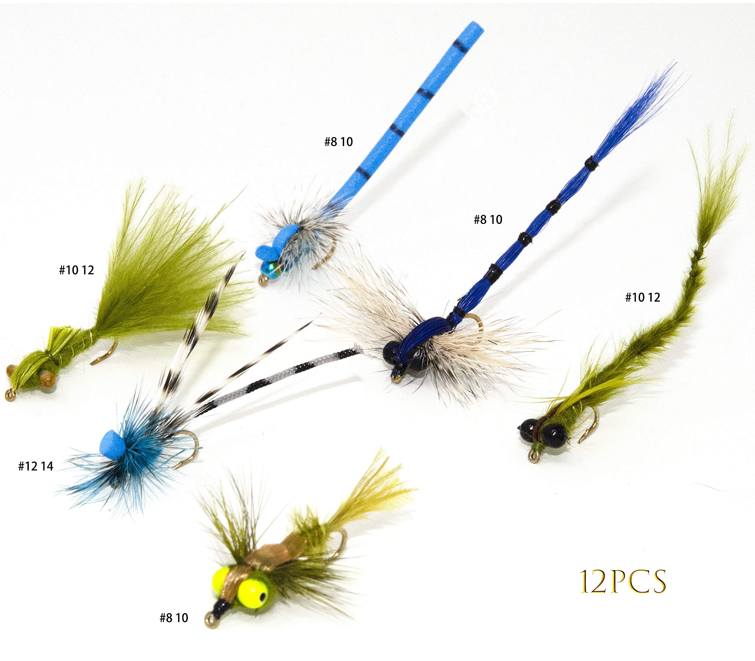 Outdoor Planet 12 Effective Dragonfly And Damsel Fly Fishing Flies | Dry, Wet, Nymph Flies | Trout, Bass, Bluegill, Panfish, Bro