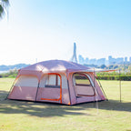 Ktt Extra Large Tent 12 Person,Family Cabin Tents,2 Rooms,3 Doors And 3 Windows With Mesh,Straight Wall,Waterproof,Double Layer,