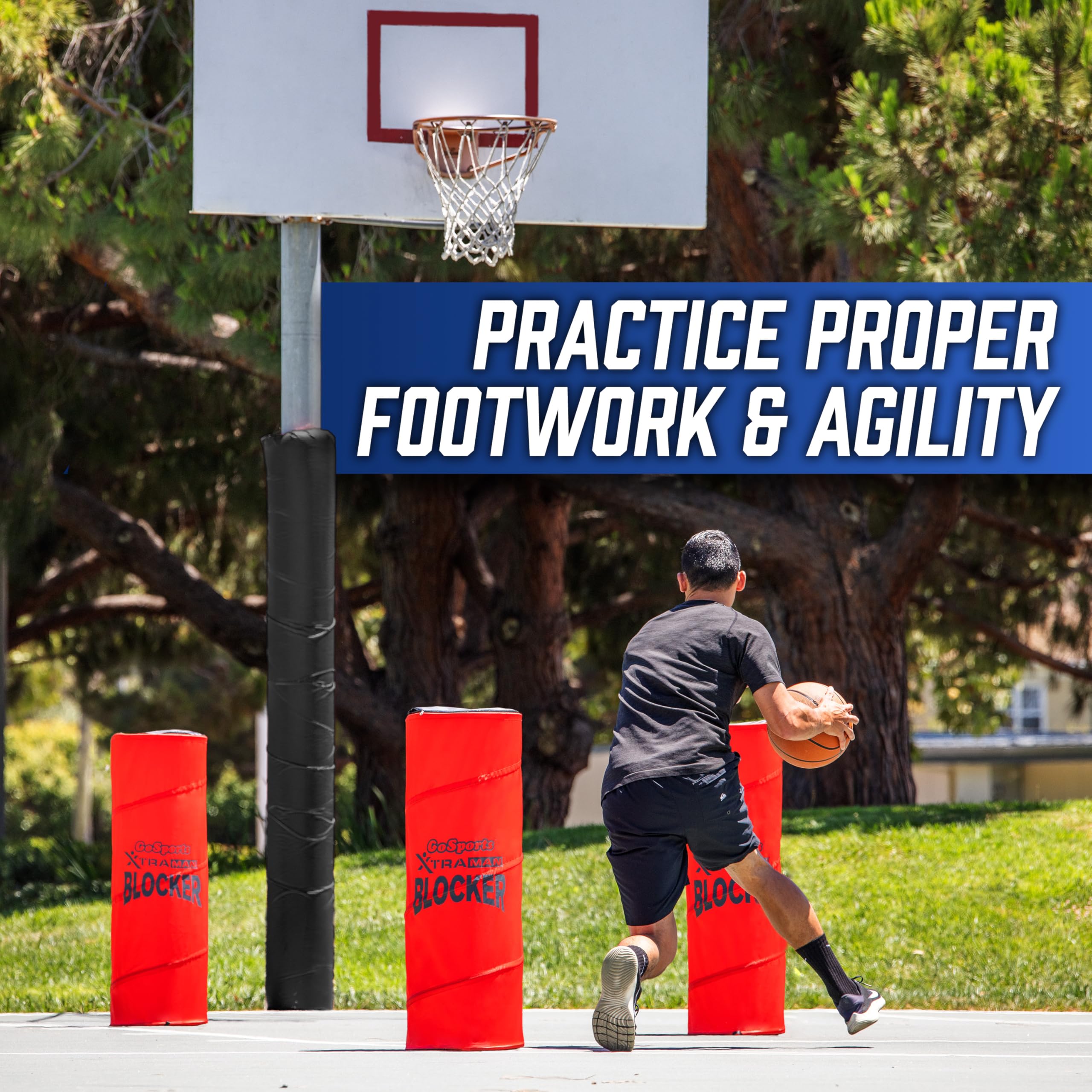 GoSports XTRAMAN Blocker Pop-Up Defenders 3 Pack - Regular Size Multi-Sport Blocking Dummy - Training Equipment for Basketball,
