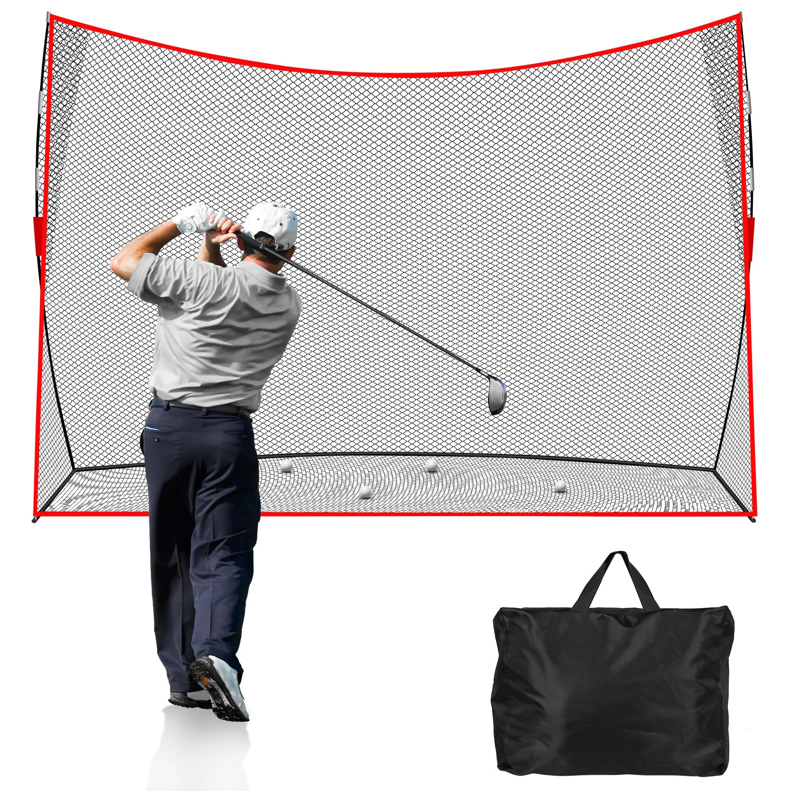 Golf Net: 10x7ft Heavy Duty Golf Practice Net for Indoor/Outdoor Training, Portable Golf Hitting Net with Carry Bag, Ideal Golf 
