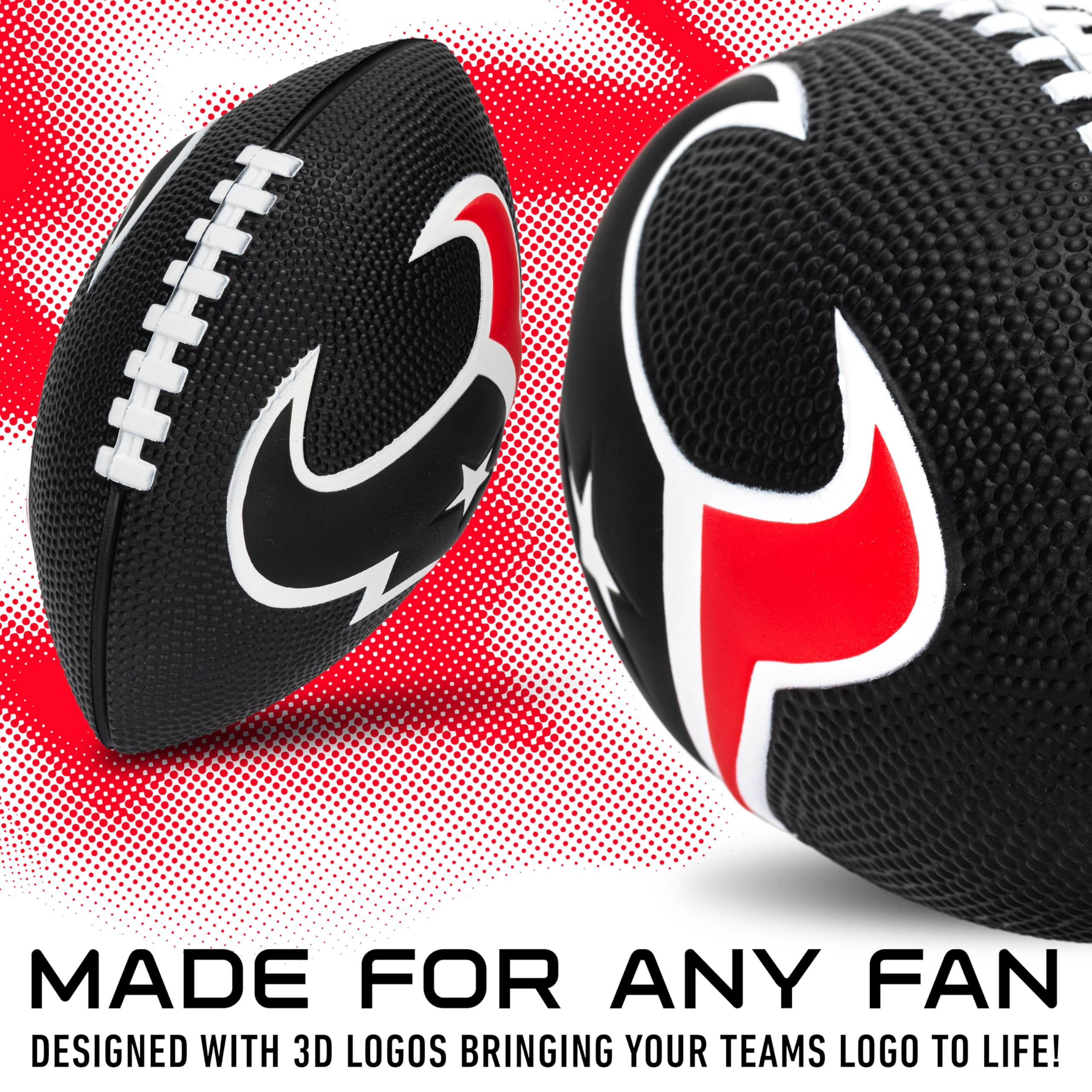 Franklin Sports Nfl Houston Texans Football - Kids Foam Football - Soft Football - Mini Size - Perfect For Gameday - 8.5'' 3D Lo