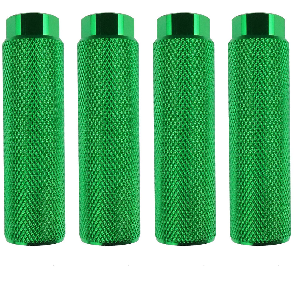 Zelerdo 2 Pairs Aluminum Alloy Bike Pegs For Mountain Bike Cycling Rear Stunt Pegs Fit 3/8 Inch Axles (Pure Green, 100X28 Mm)