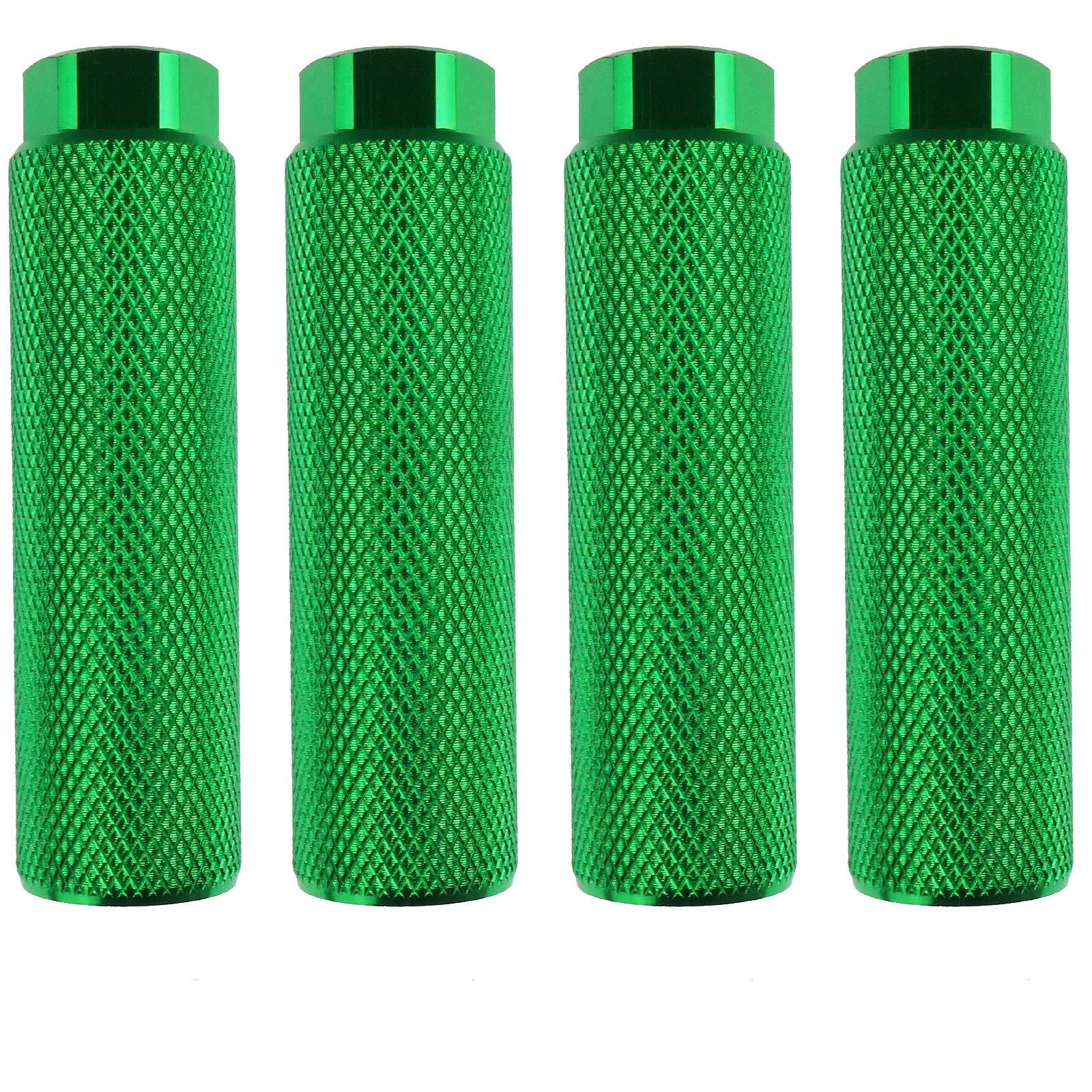 Zelerdo 2 Pairs Aluminum Alloy Bike Pegs For Mountain Bike Cycling Rear Stunt Pegs Fit 3/8 Inch Axles (Pure Green, 100X28 Mm)