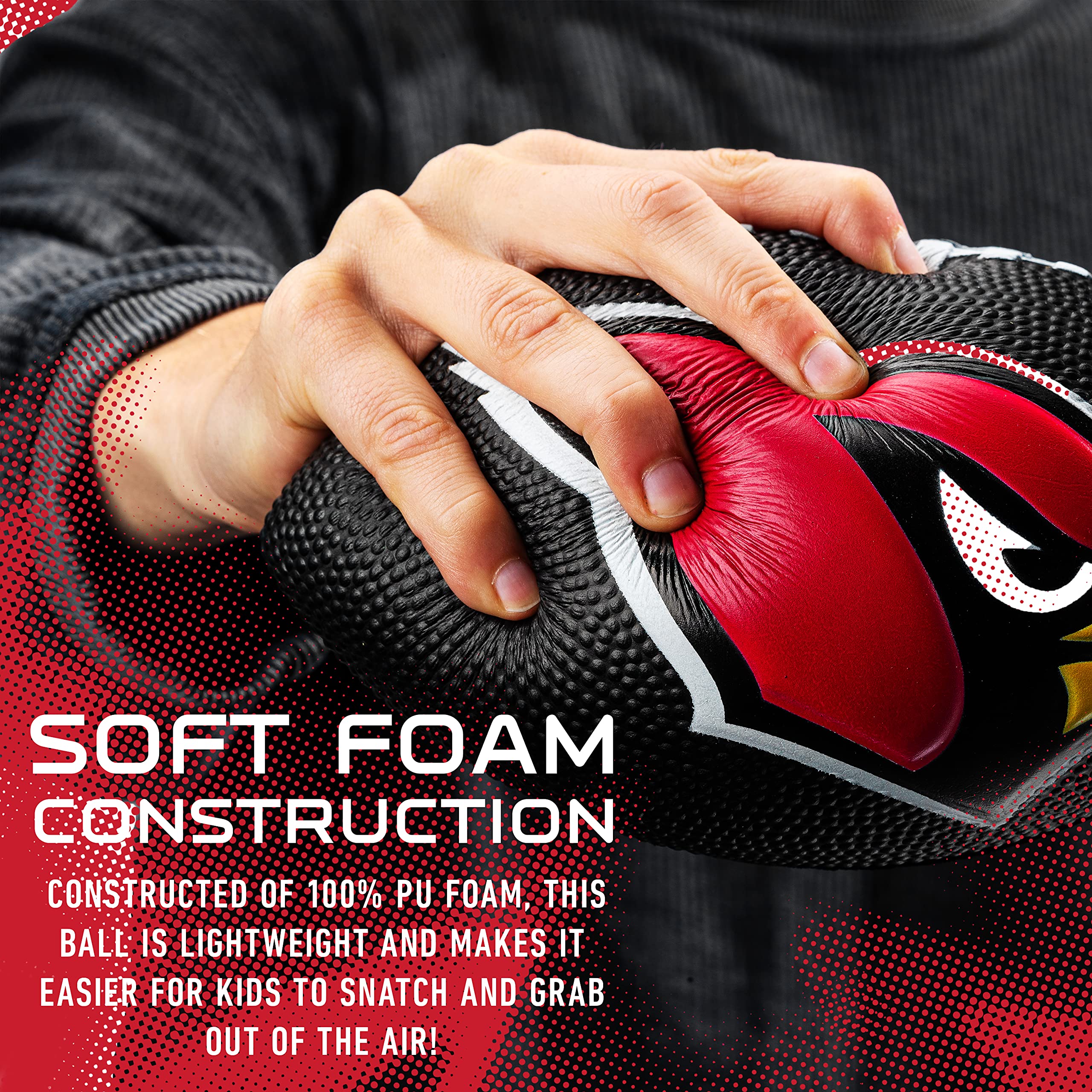 Franklin Sports Nfl Arizona Cardinals Football - Kids Foam Football - Soft Football - Mini Size - Perfect For Gameday - 8.5'' 3D