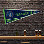 Rico Industries Nba Basketball Minnesota Timberwolves Personalized - Custom 12'' X 30'' Soft Felt Pennant - Ez To Hang