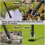 Famgee 3-Prong Golf Ball Retriever Grabber Portable Pick-Up Claw Plastic Picker Upper Suction Cup Grip Sucker Tool For Golf Putt