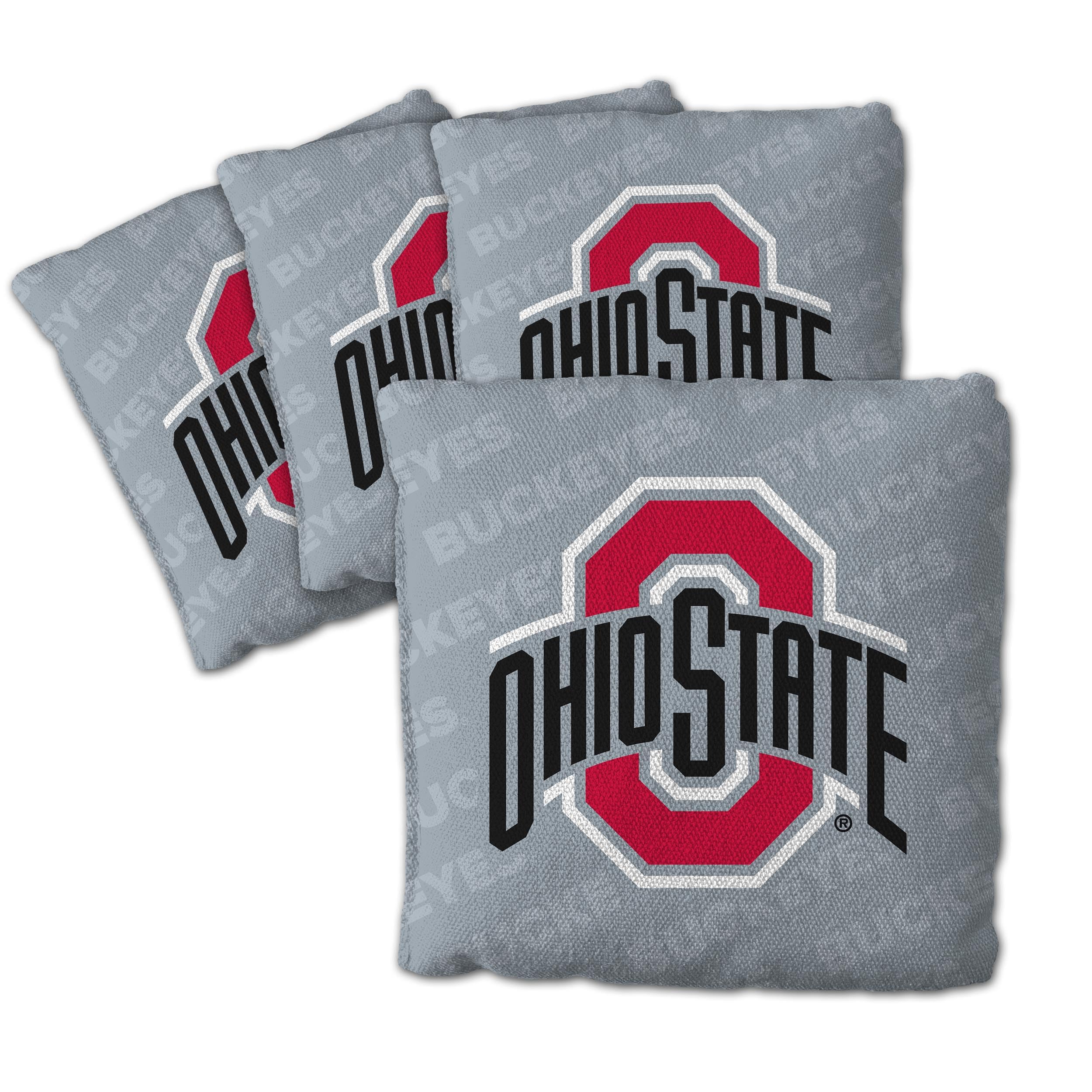 YouTheFan Officially-Licensed NCAA Ohio State Buckeyes Set of 4 Cornhole Bags - All Weather Regulation 6    x 6    Size - 16oz W