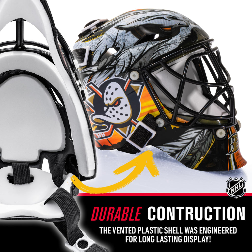 Franklin Sports Anaheim Ducks Nhl Team Logo Mini Hockey Goalie Mask With Case - Collectible Goalie Mask With Official Nhl Logos