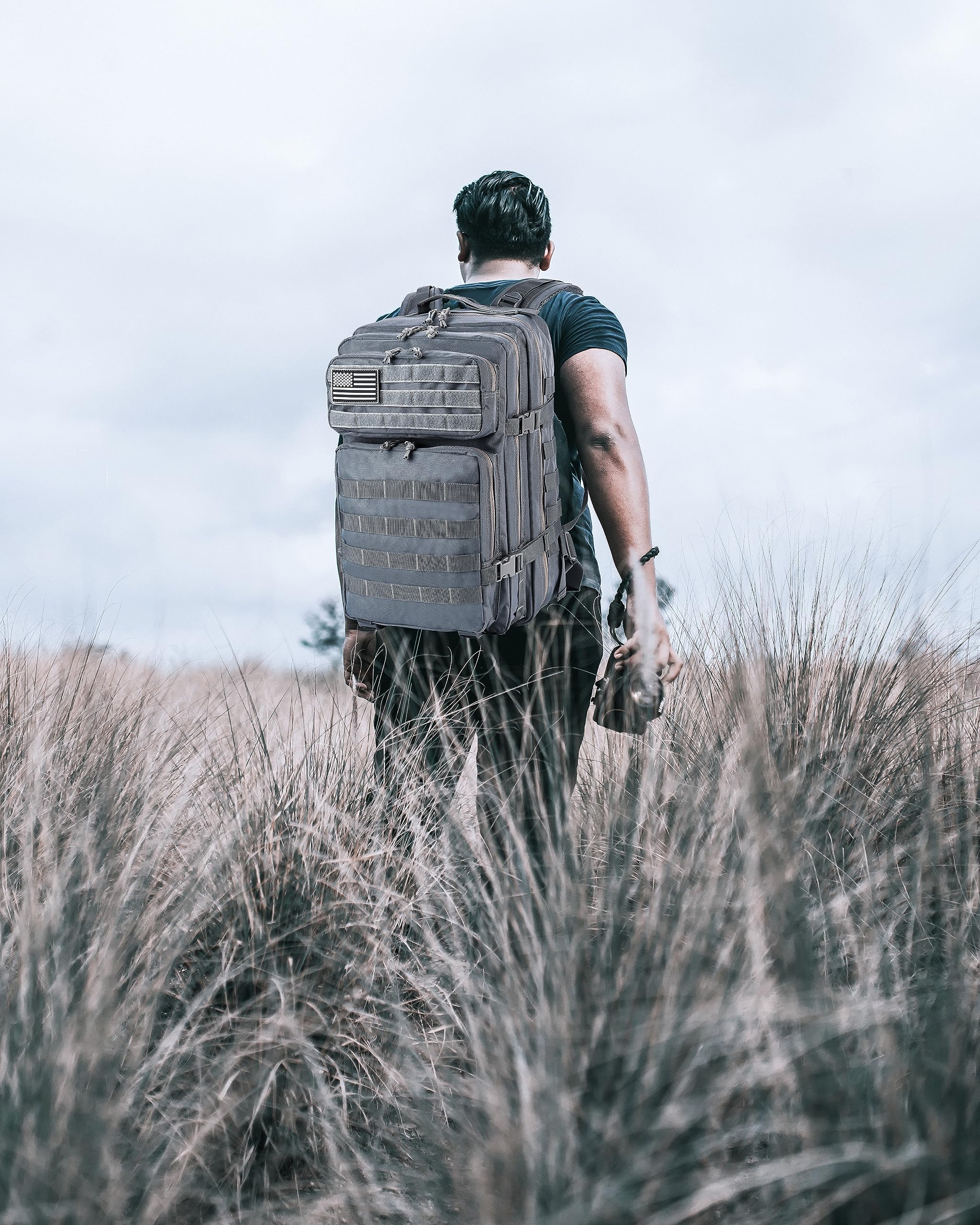 Lhi Military Tactical Backpack For Men And Women 45L Army 3 Days Assault Pack Bag Large Rucksack With Molle System - Grey