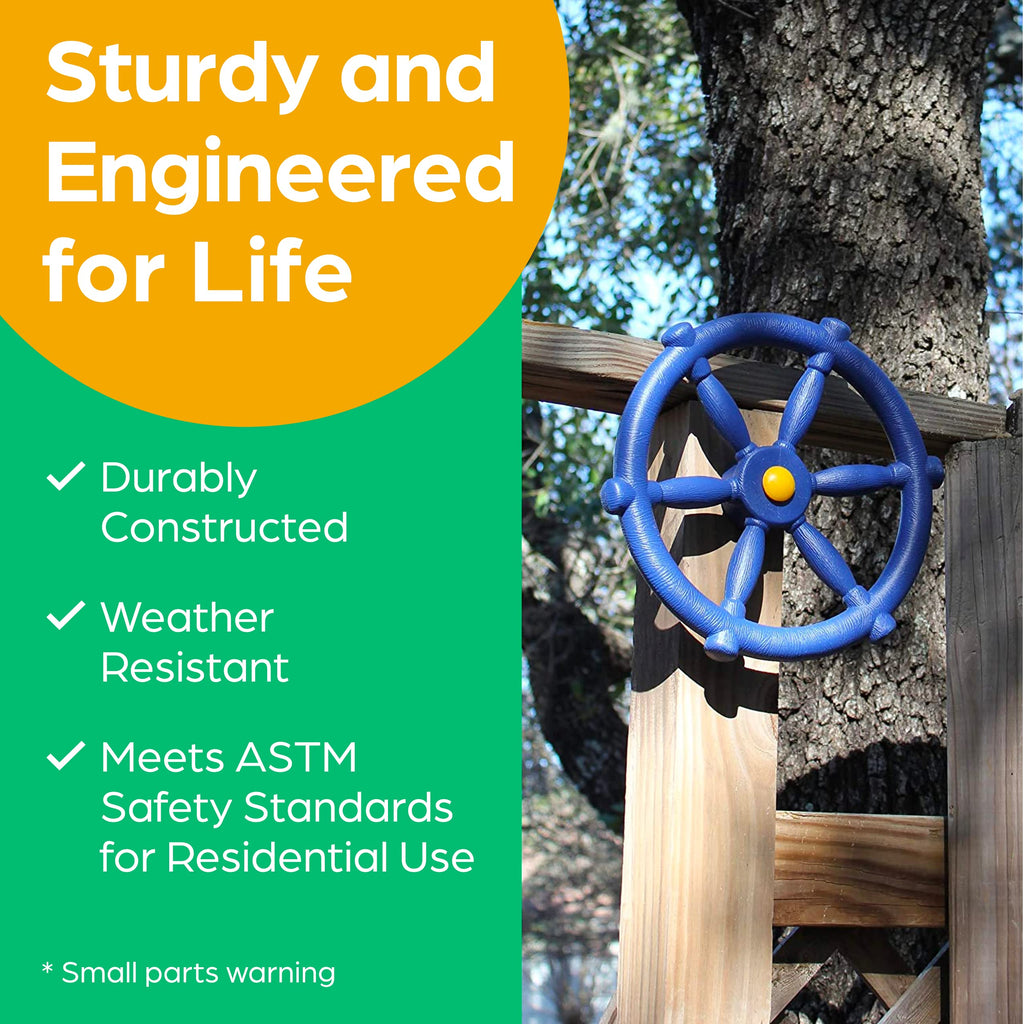 Jungle Gym Kingdom Pirate Ship Wheel For Kids - Toy Steering Wheel For Treehouse, Outdoor Playhouse, Backyard Playset Or Swing S