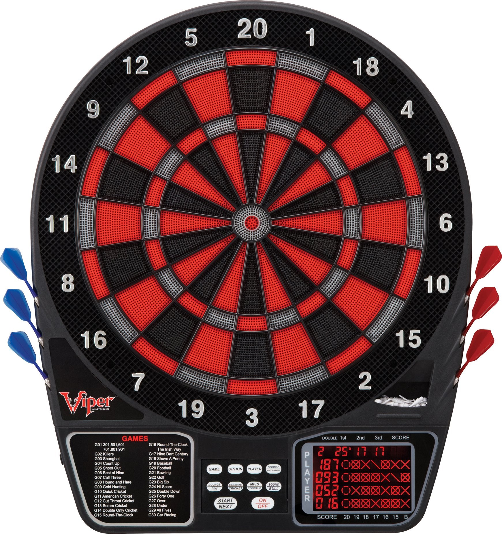 Viper 797 Electronic Dartboard, Quick Access To 301 And Countup From Button Interface, Extended Catch Ring, 11 Square Inch Score