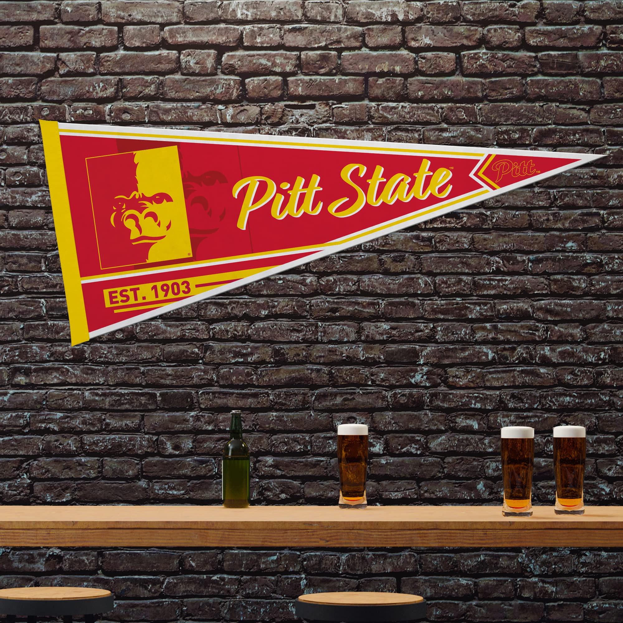 Rico Industries Ncaa Pittsburg State Gorillas Classic 12'' X 30'' Felt Wall D  Cor Pennant - Great For Home/Bed Room/Man Cave D