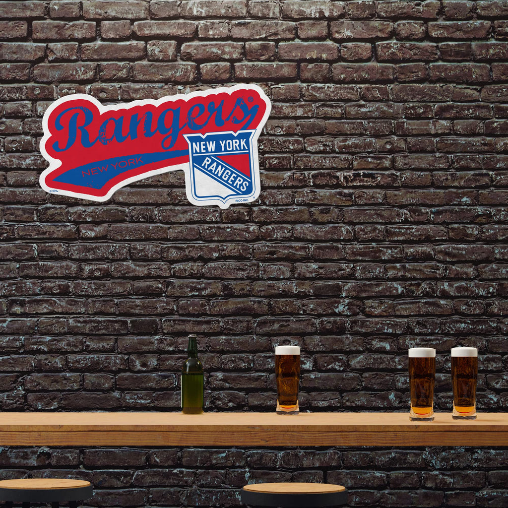 Rico Industries Nhl New York Rangers Distressed Shape Cut Pennant - Home And Living Room D  Cor - Soft Felt Ez To Hang
