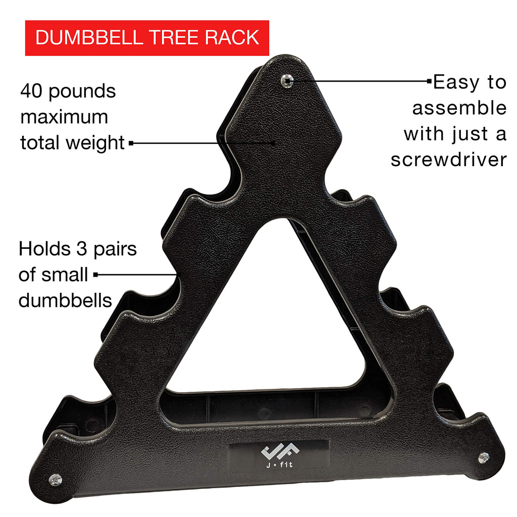 Jfit Dumbbell Tree Rack, Black - Holds Up To 40 Lbs Of Dumbbells, No Weights
