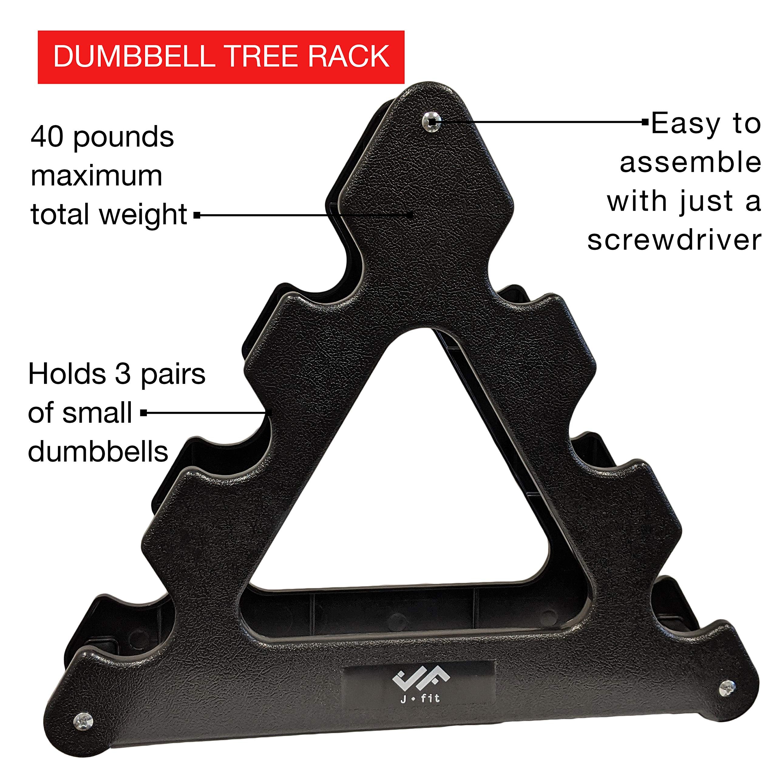 Jfit Dumbbell Tree Rack, Black - Holds Up To 40 Lbs Of Dumbbells, No Weights