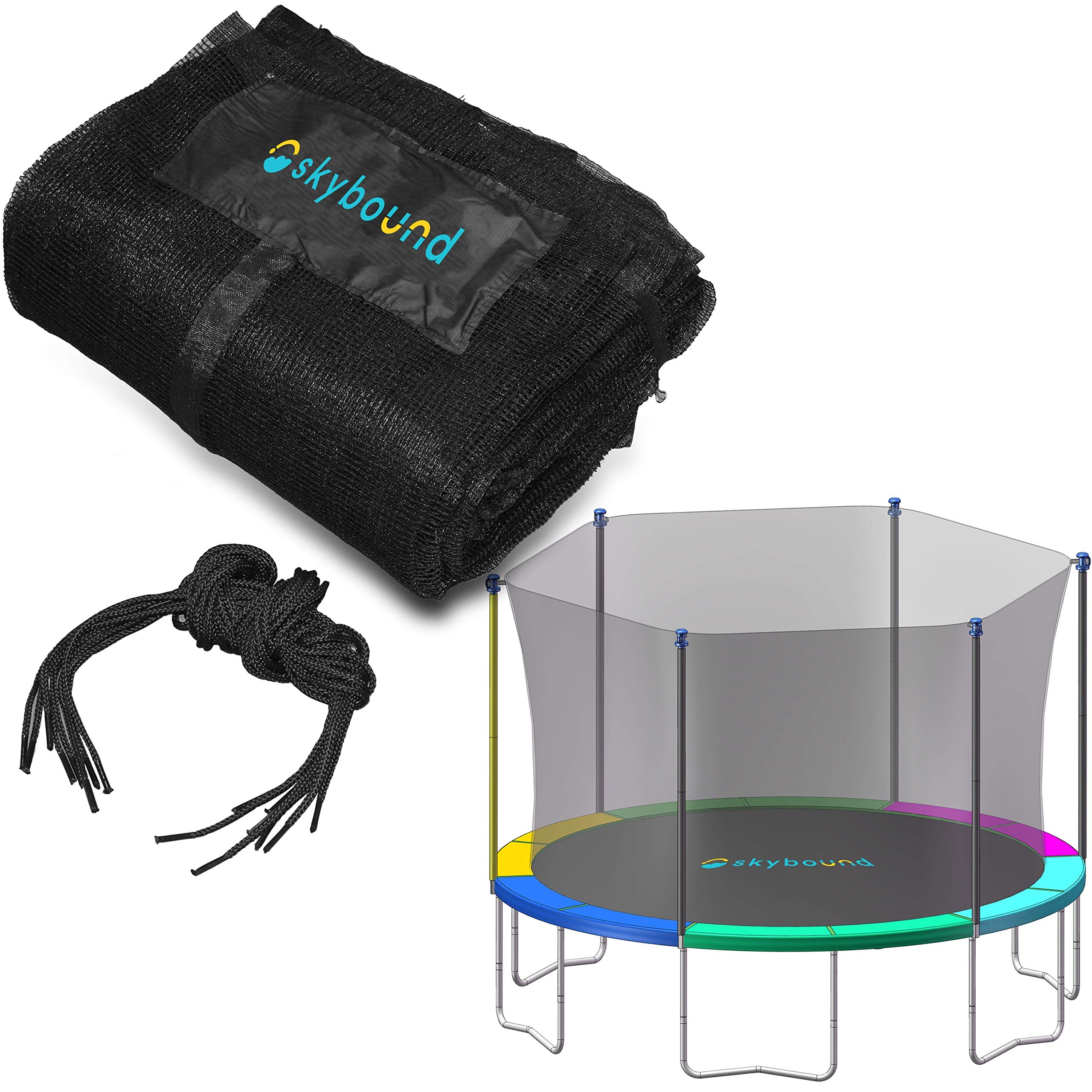 Skybound 15Ft Trampoline Net For Trampolines Using 6 Straight Poles Or 3 Arches (Fits Jump Zone)