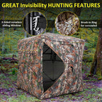 Portable Hunting Blind 270 See Through With Carrying Bag, 2-3 Person Pop Up Ground Blinds With Silent Zipper Door & Sliding Wind