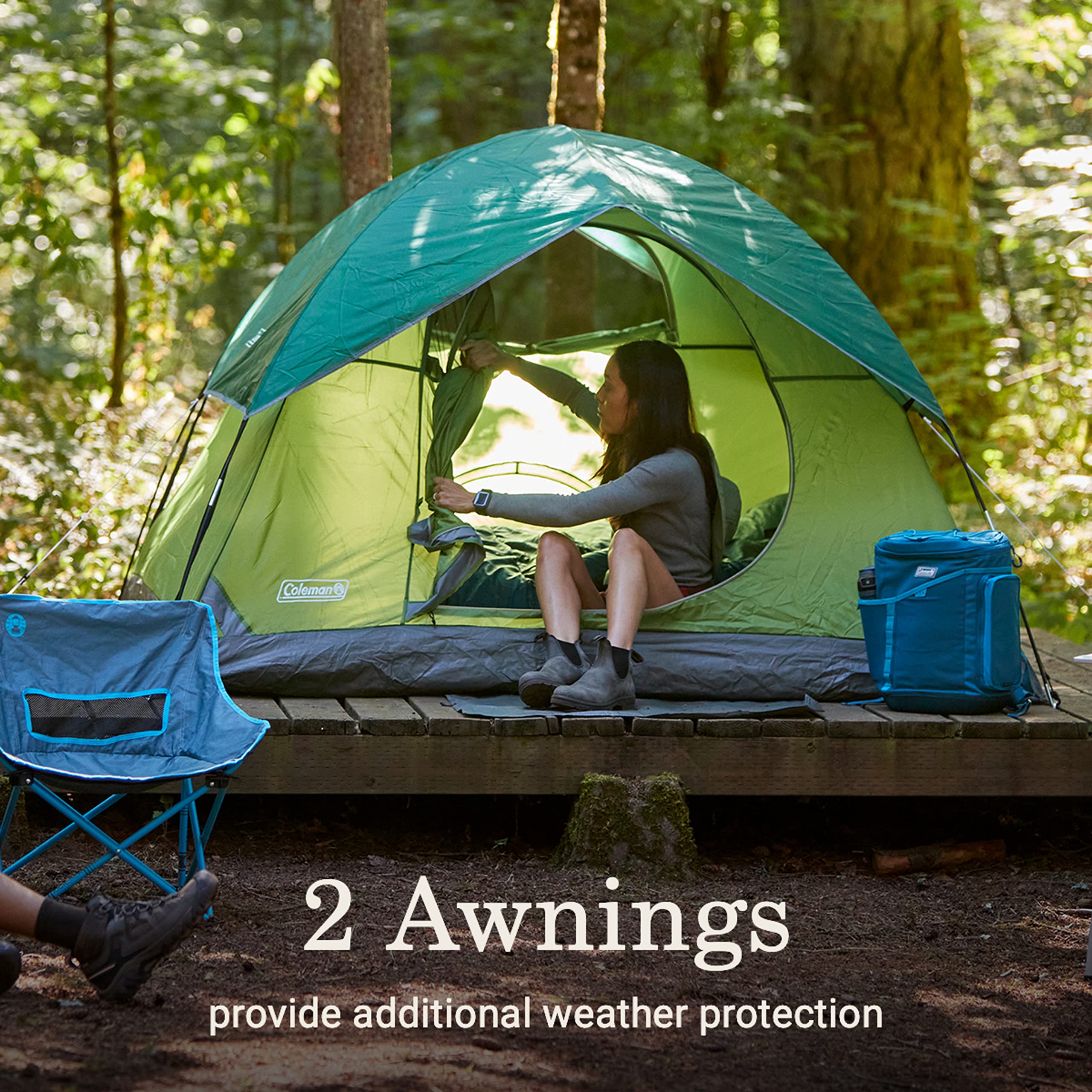 Coleman Sundome Camping Tent, 3 Person Dome Tent With Easy Setup, Included Rainfly And Weathertec Floor To Block Out Water, 2 Wi