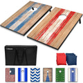 Gosports 3 X 2 Ft Barnwood Design Cornhole Game Set - Includes Two 3 X 2 Ft Boards, 8 Bean Bags, And Carry Case