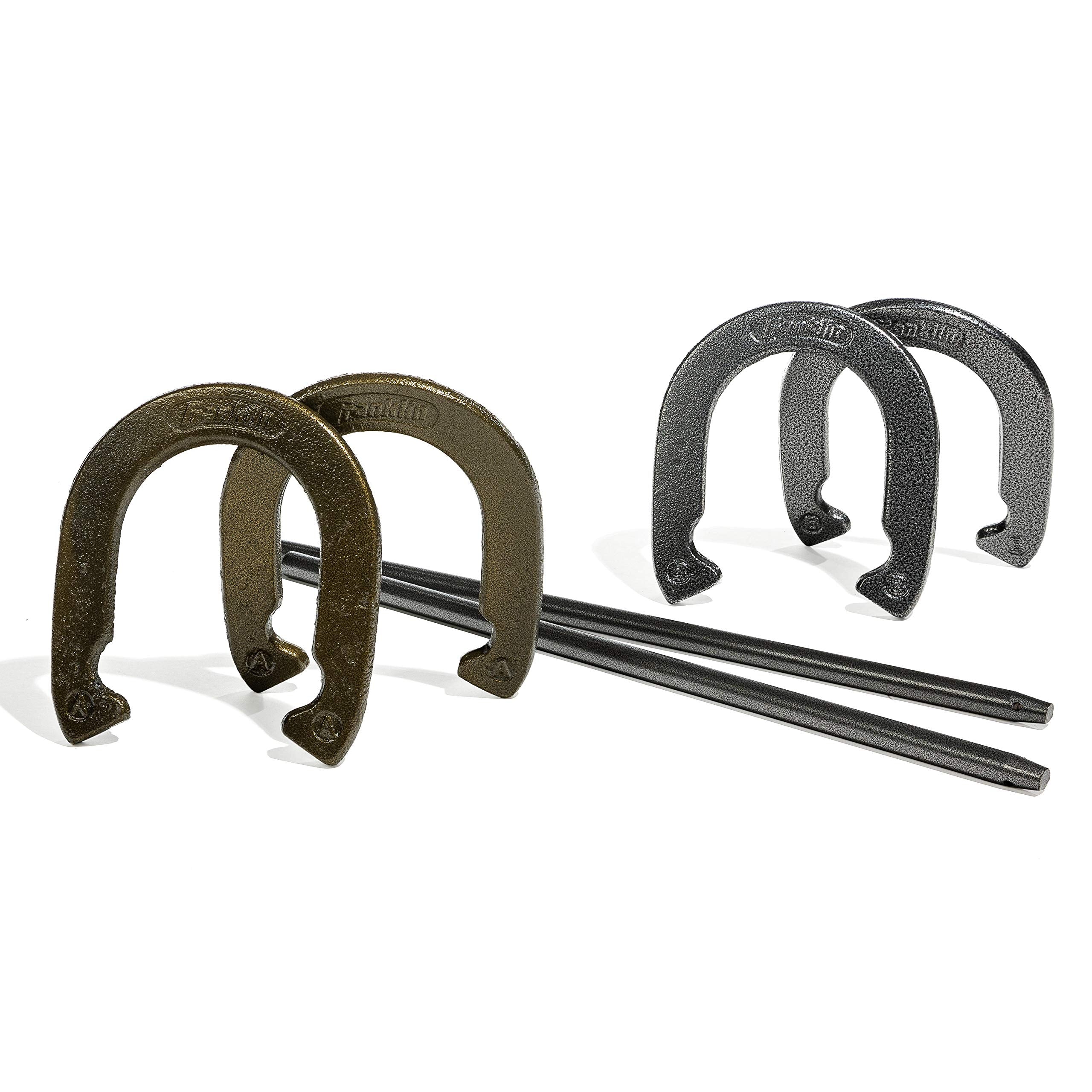 Franklin Sports Horseshoe Set - Steel Horseshoes And Stakes - Official Size And Weight - Perfect For Yard And Beach - Recreation