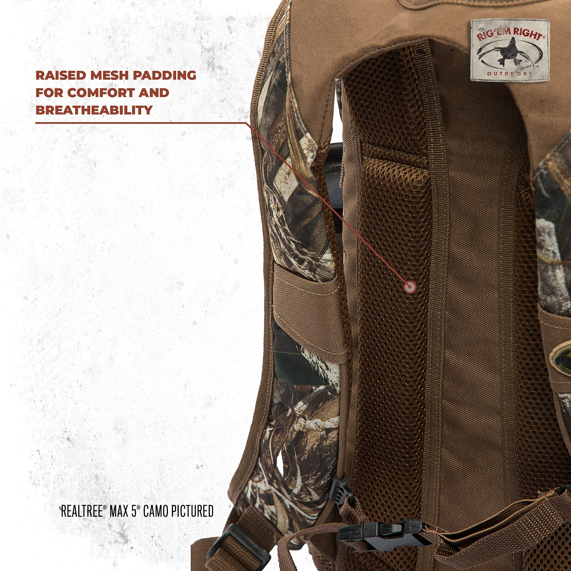 Rig'Em Right Waterfowl Stump Jumper Duck Hunting Blind Backpack With Multi-Layered Padded Shoulder Straps And Back Support, Ammo