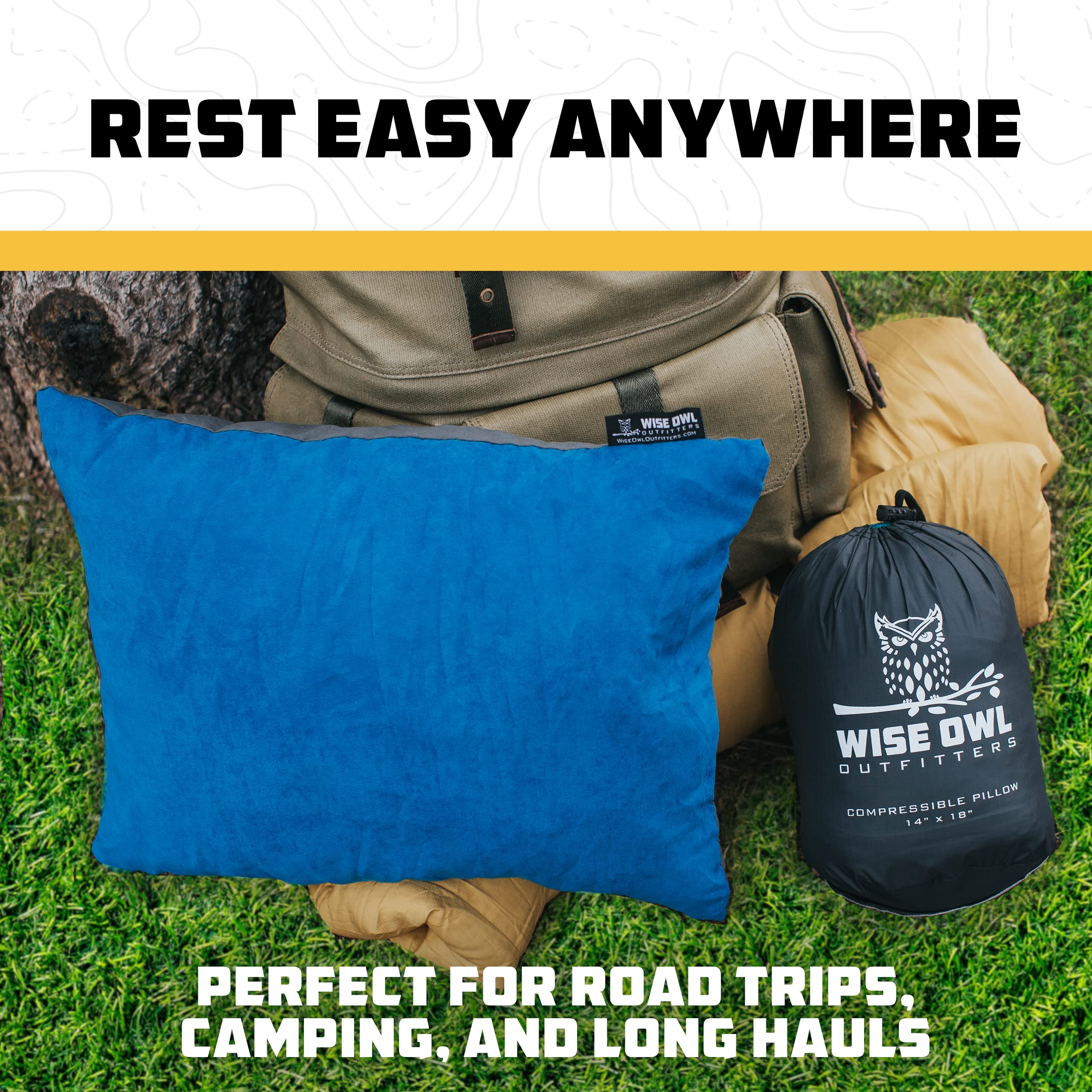 Wise Owl Outfitters Camping Pillow - Memory Foam Travel Pillow for Airplane Sleeping, Hiking, Backpacking & Outdoor Use - Small